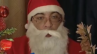 Santa has brought his thick rod along with a monster dildo