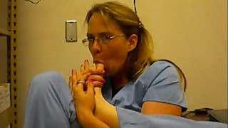 Real Nurse Sucks Toes In Hospital Closet