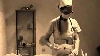 Vintage masked nurse handjob