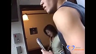 Bringing japanese milf to his room