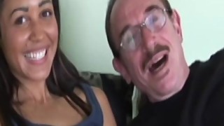 Retro creampied petite enjoying old man