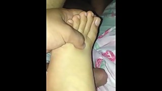 Sleepin step sister footjob